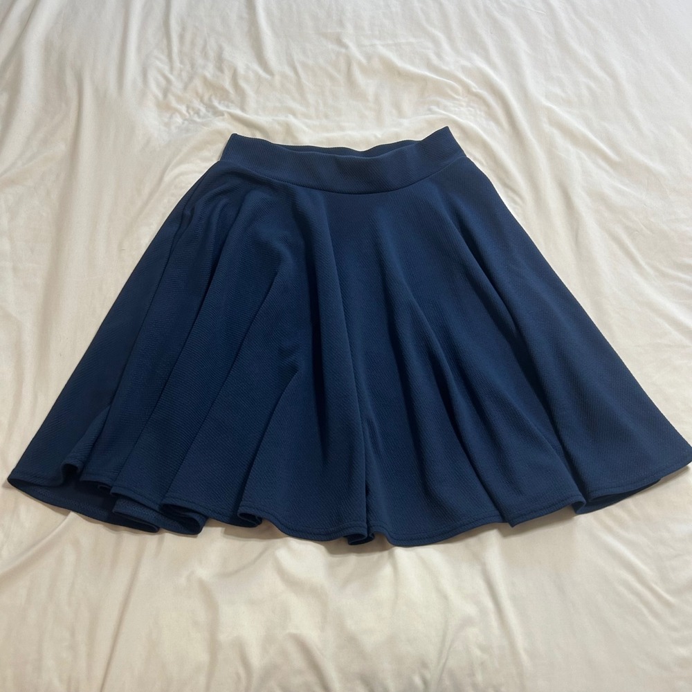Urban Coco Navy Blue Skater Skirt Flared Mini Stretch Waist Womens Size M